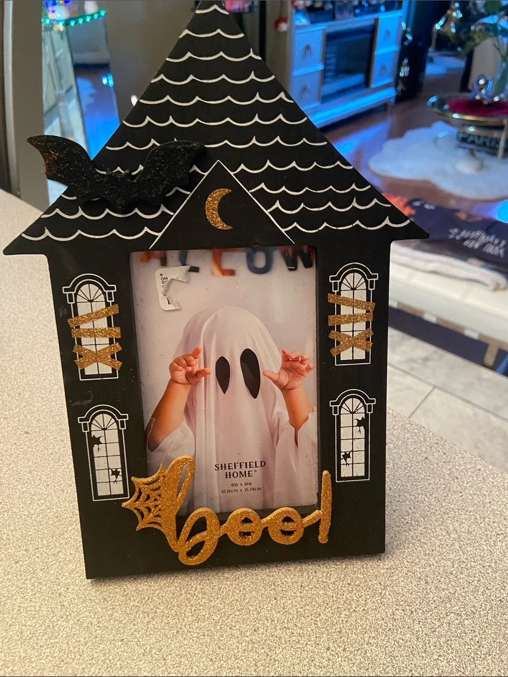 Sheffield Home Black and Gold Halloween House Frame with 'Boo' Accent